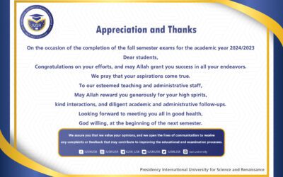 Appreciation and Recognition on the Conclusion of Fall Semester Exams 2023/2024